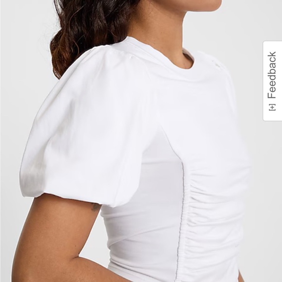 Express White Puffed Sleeve Corset Cropper Tee - Picture 3 of 9